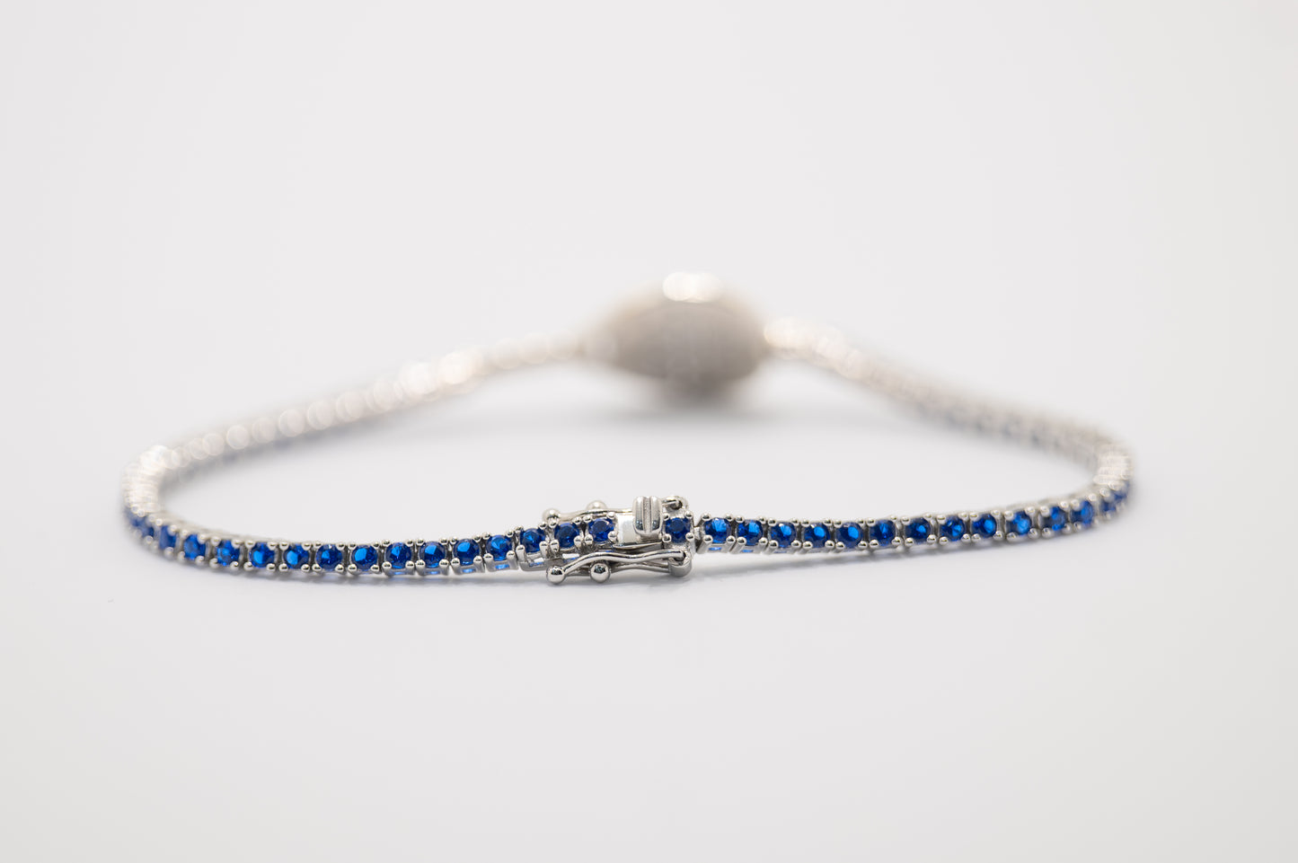 Bracciale tennis racchetta padel argento 925 pietre blu