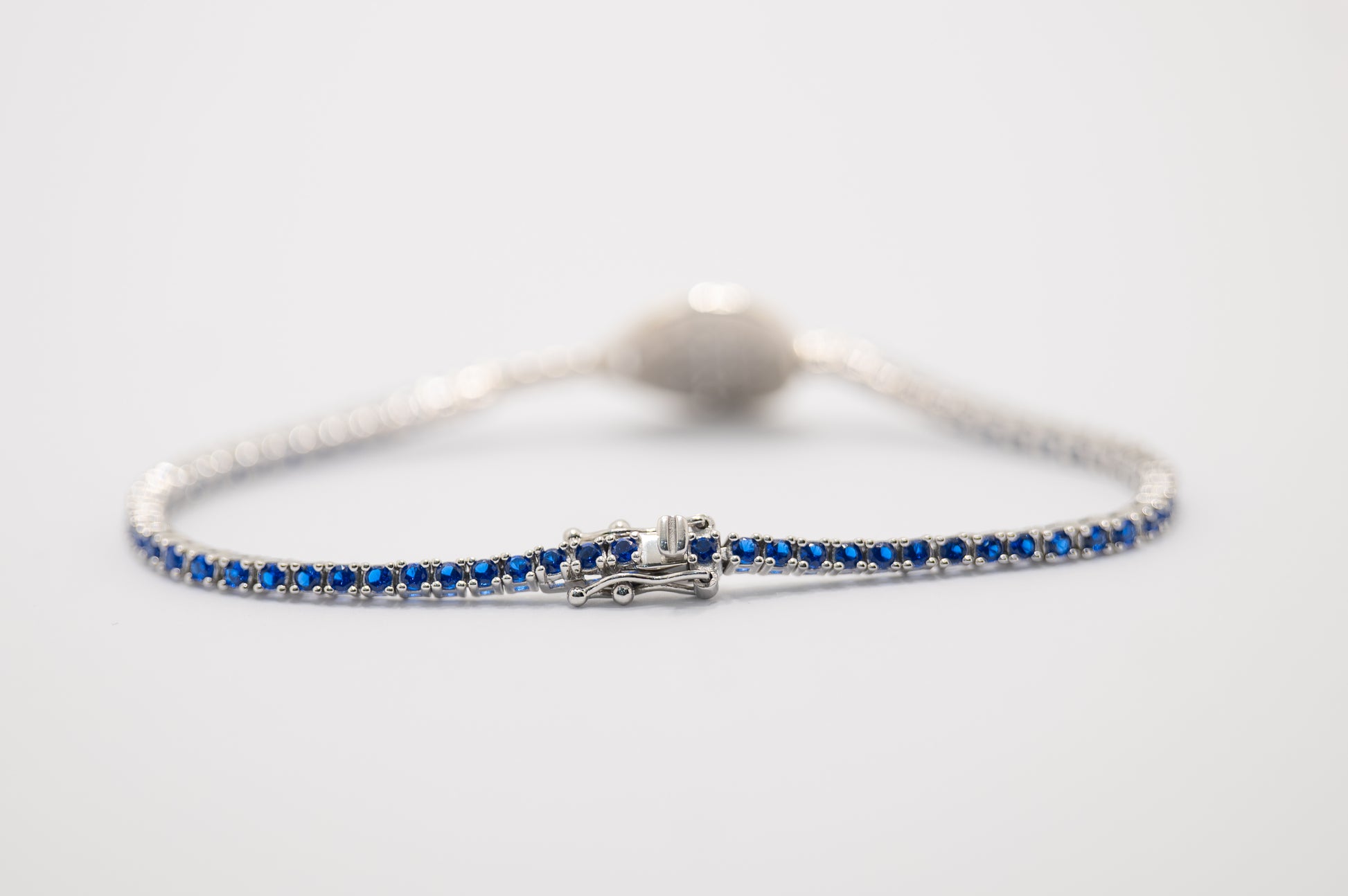 Bracciale tennis racchetta padel argento 925 pietre blu