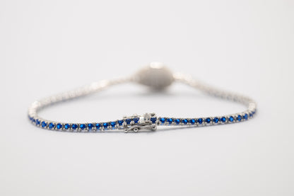 Bracciale tennis racchetta padel argento 925 pietre blu