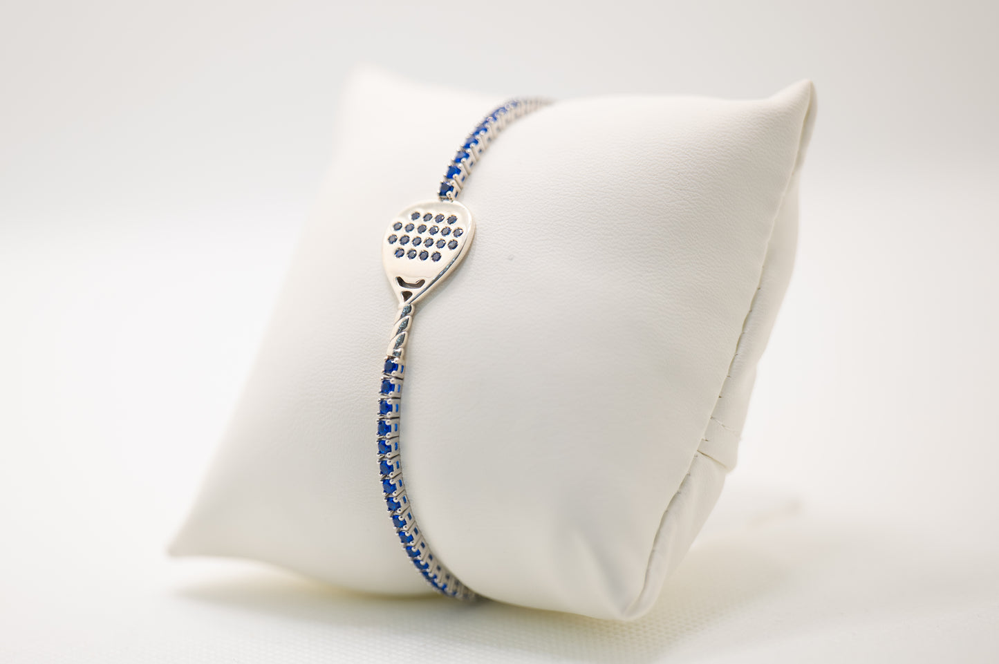 Bracciale tennis racchetta padel argento 925 pietre blu