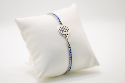 Bracciale Tennis in argento 925 con pala centrale modello Diamante con pietre blu