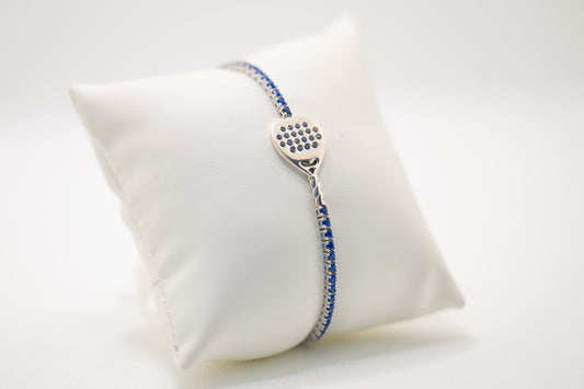 Bracciale Tennis in argento 925 con pala centrale modello Diamante con pietre blu