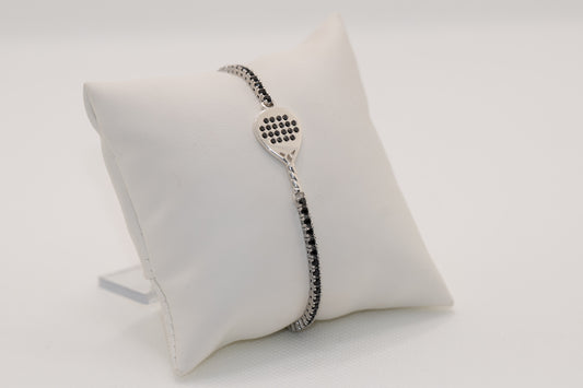 Bracciale Tennis Padel “Match Point” – Pavè Nero (18 zirconi)– Argento 925