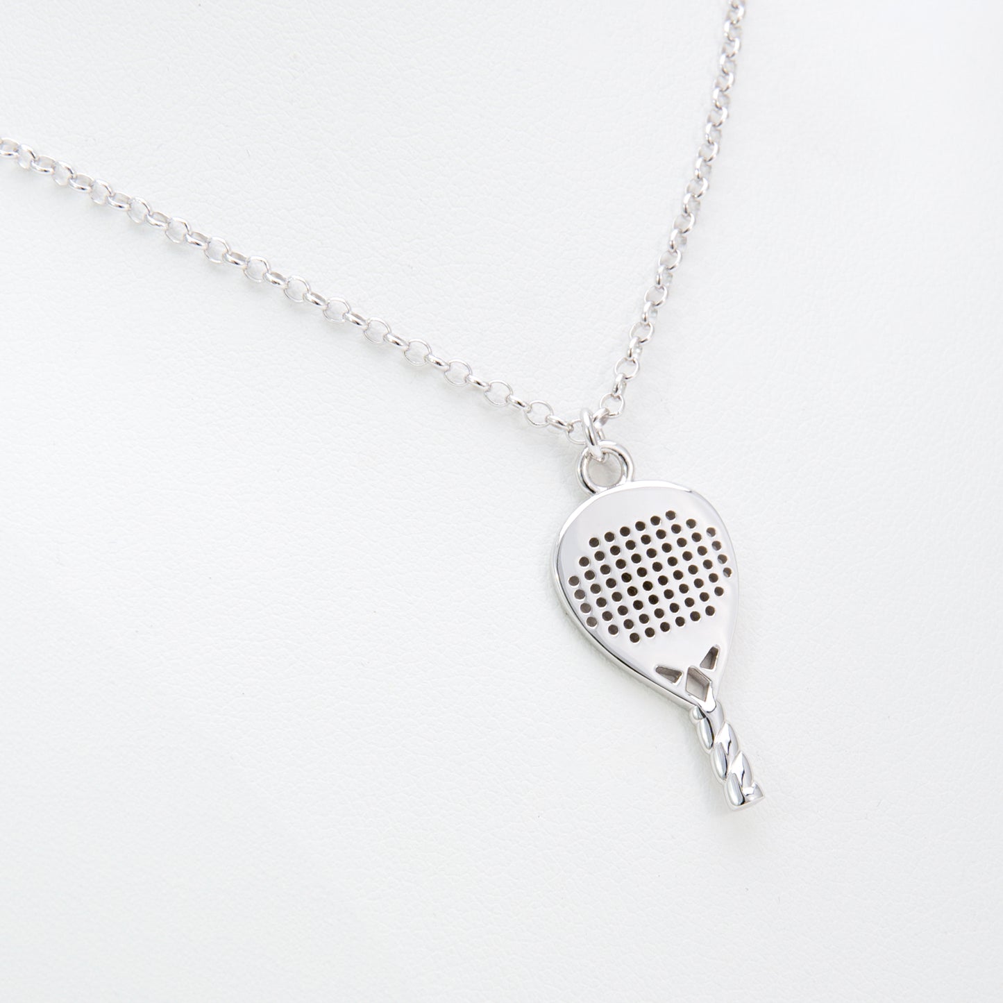 CIONDOLO PADEL RACCHETTA DIAMANTE ARGENTO 925 CON CATENINA REGOLABILE particolare