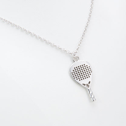 CIONDOLO PADEL RACCHETTA DIAMANTE ARGENTO 925 CON CATENINA REGOLABILE particolare
