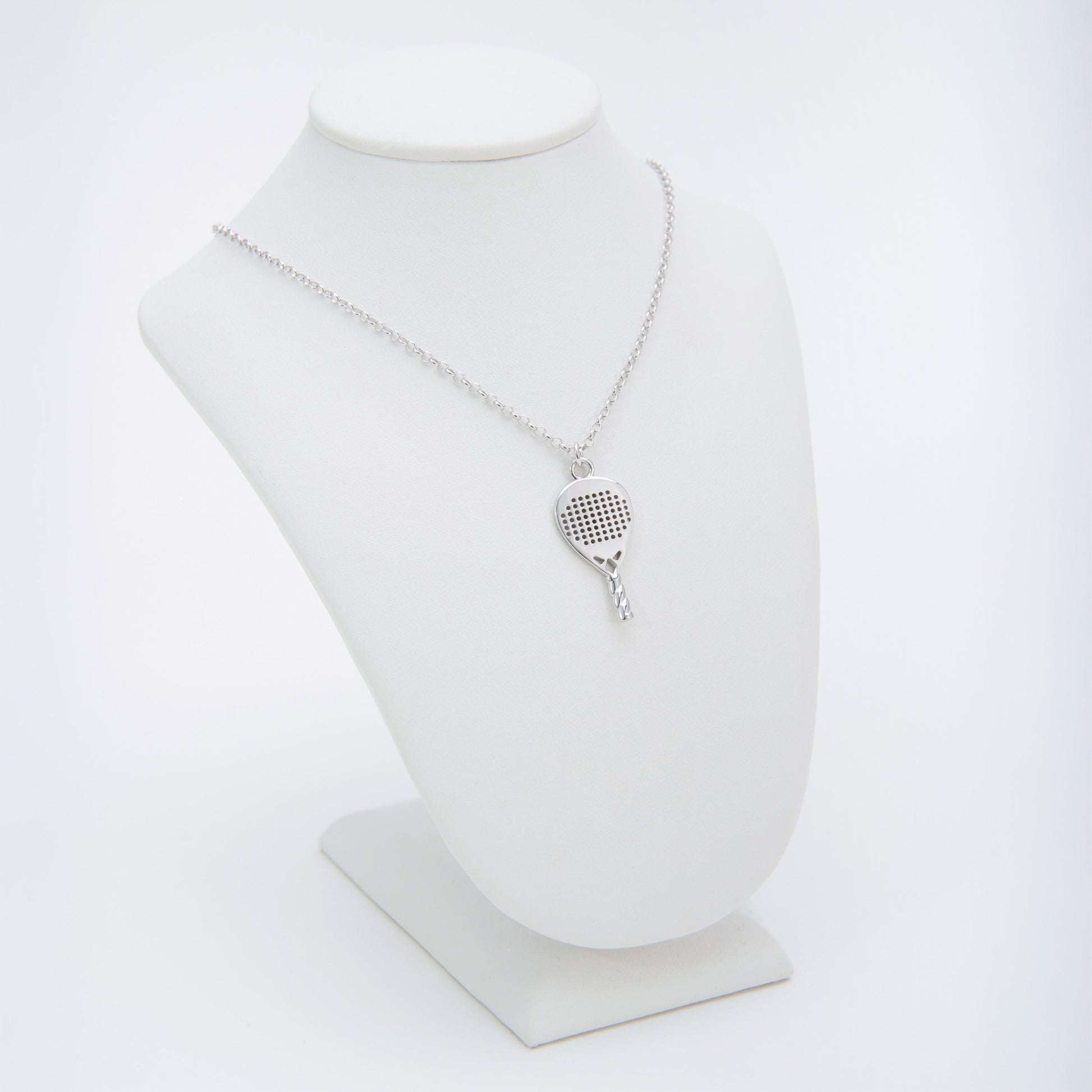 CIONDOLO PADEL RACCHETTA DIAMANTE ARGENTO 925 CON CATENINA REGOLABILE