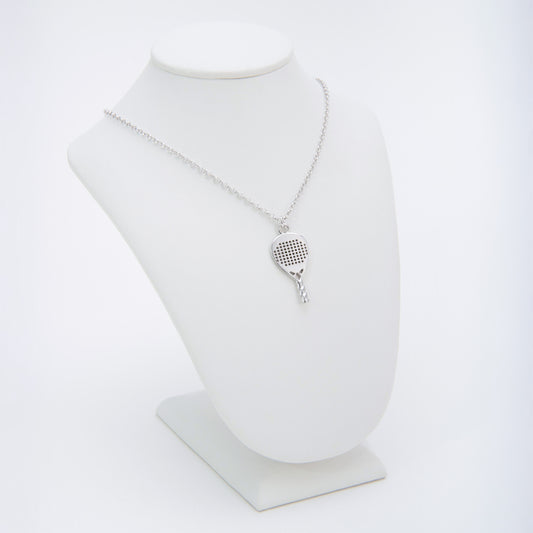CIONDOLO PADEL RACCHETTA DIAMANTE ARGENTO 925 CON CATENINA REGOLABILE