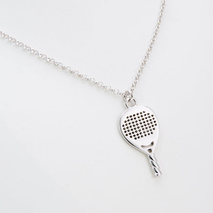 CIONDOLO PADEL RACCHETTA GOCCIA ARGENTO 925 CATENINA REGOLABILE particolare