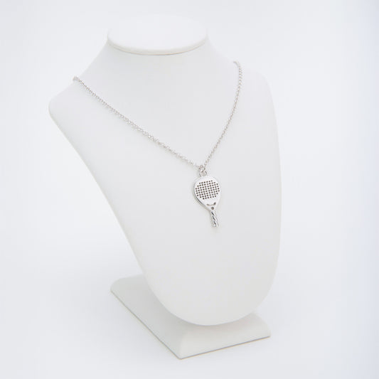 CIONDOLO PADEL RACCHETTA GOCCIA ARGENTO 925 CATENINA REGOLABILE