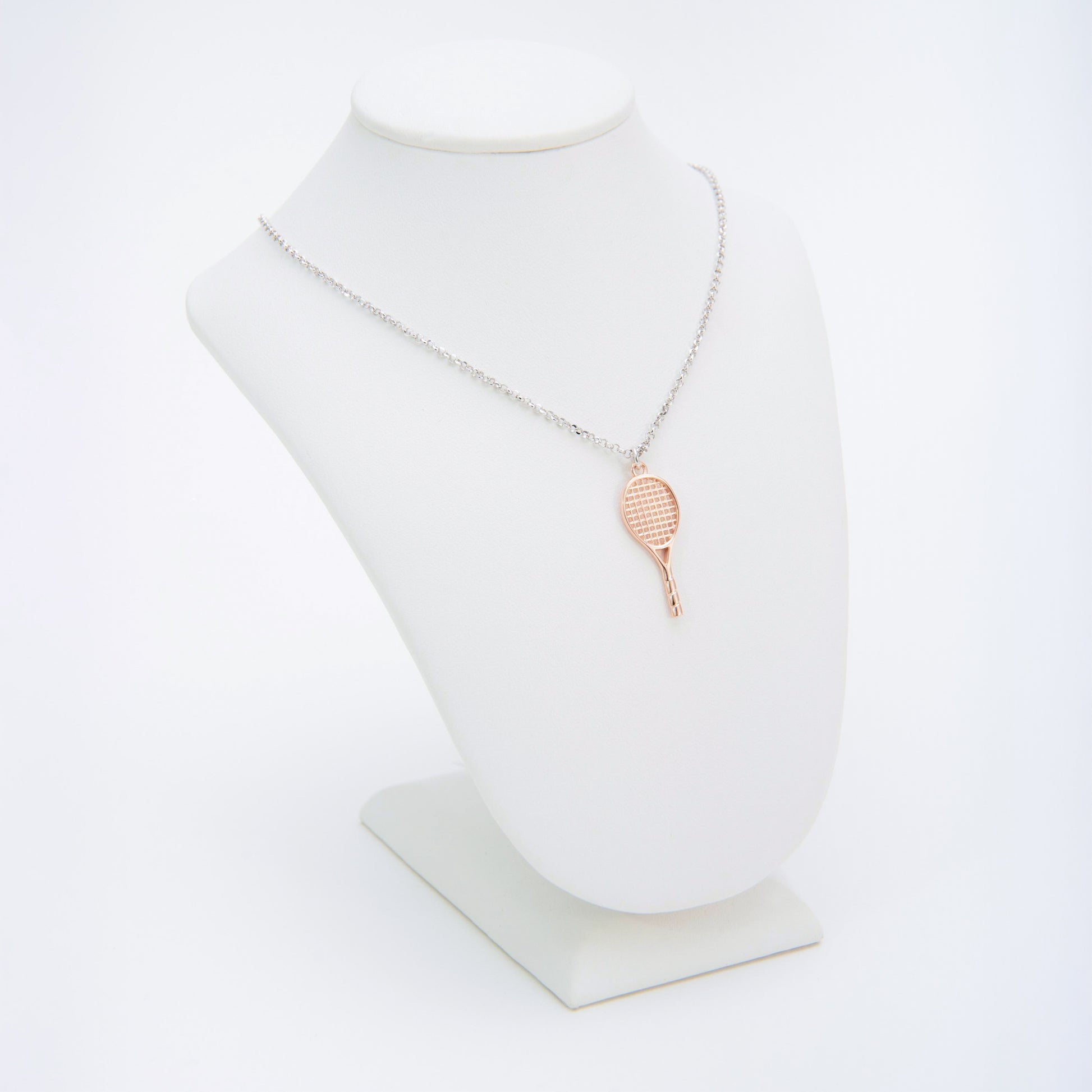 CIONDOLO RACCHETTA TENNIS ROSA CON CATENINA ARGENTO 925 REGOLABILE
