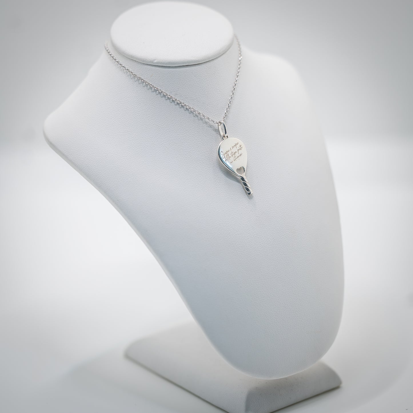 CIONDOLO RACCHETTA PADEL LOVE FULL HEART ARGENTO 925