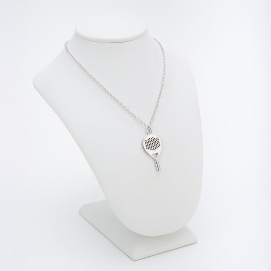 CIONDOLO PADEL - RACCHETTA TONDA IN ARGENTO 925 CON CATENINA REGOLABILE

