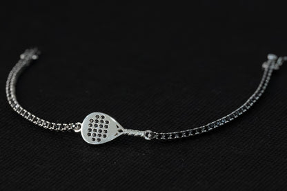 Bracciale Tennis Padel “Match Point” – Pavè Nero (18 zirconi)– Argento 925
