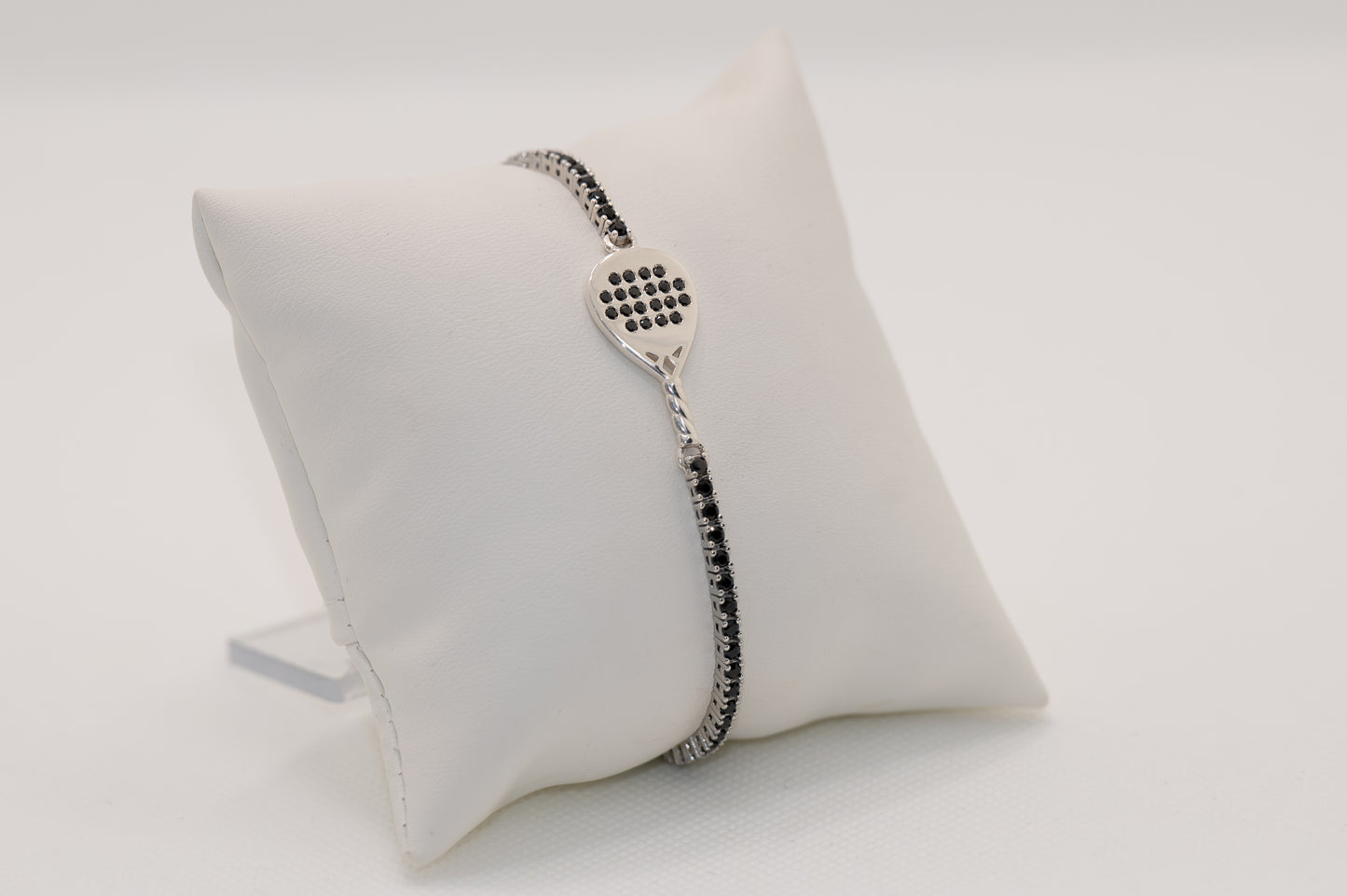 Bracciale Tennis Padel “Match Point” – Pavè Nero (18 zirconi)– Argento 925