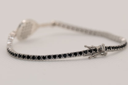 Bracciale Tennis Padel “Match Point” – Pavè Nero (18 zirconi)– Argento 925