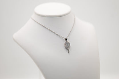 CIONDOLO RACCHETTA ORO BIANCO E DIAMANTI BIANCHI TAGLIO BRILLANTE