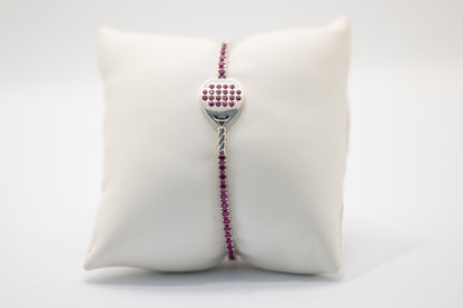 Bracciale Tennis Padel “Match Point” – Zirconi rossi – Argento 925