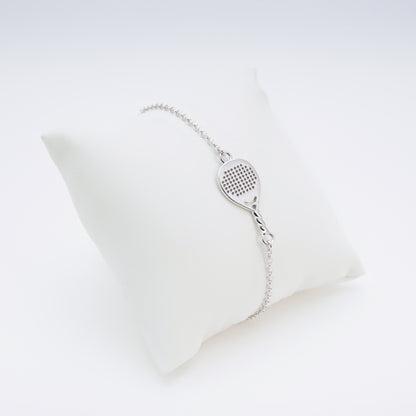 BRACCIALE RACCHETTA PADEL GOCCIA IN ARGENTO 925 CON CATENA