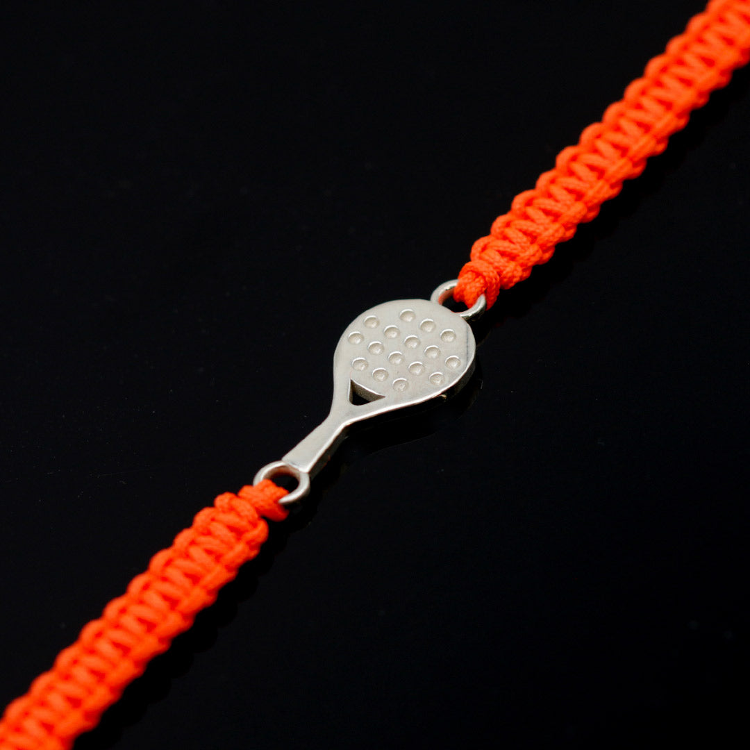STARTER RACKET BRACELET IN 925 SILVER WITH ECO-SUSTAINABLE ORANGE CORD