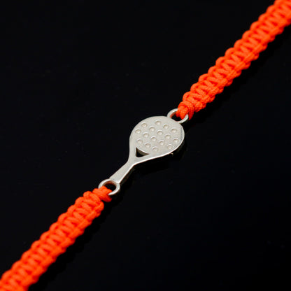 STARTER RACKET BRACELET IN 925 SILVER WITH ECO-SUSTAINABLE ORANGE CORD