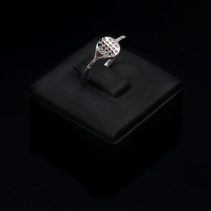 18KT WHITE GOLD RACKET RING