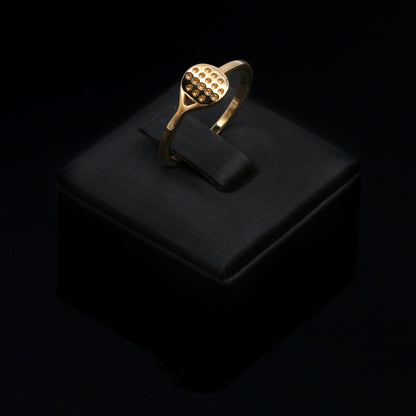 18KT YELLOW GOLD RACKET RING