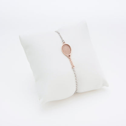 bracciale racchetta tennis in argento 925 placcata rodio rosa