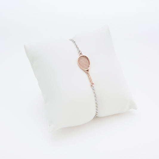 bracciale racchetta tennis in argento 925 placcata rodio rosa