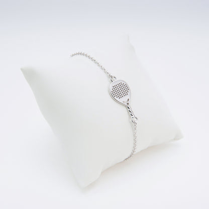 Bracciale racchetta padel goccia in argento 925 con catena regolabile Lagati Padel Jewels