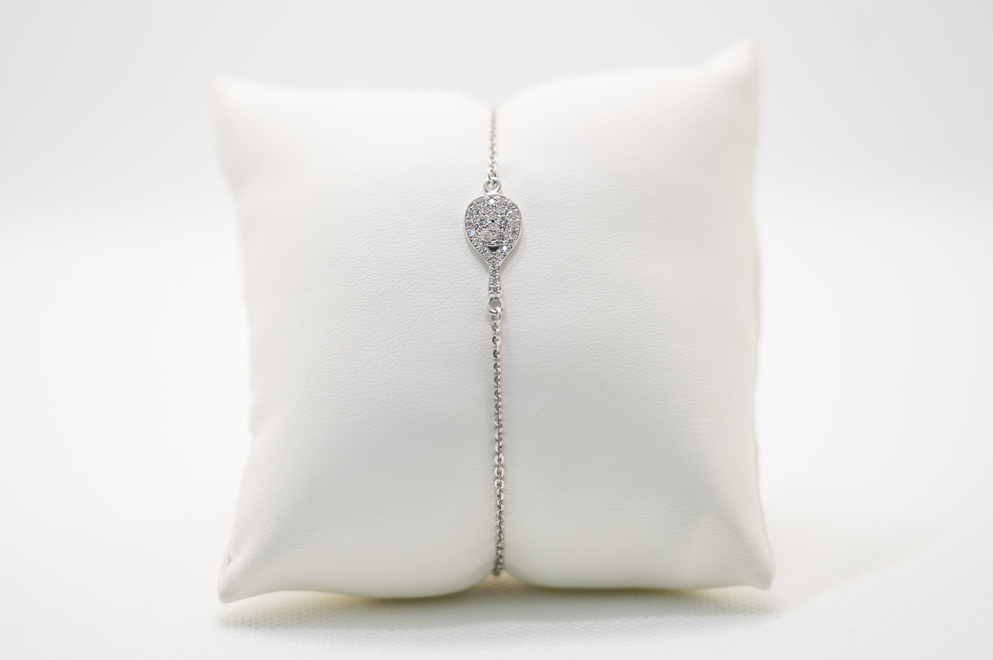 BRACCIALE RACCHETTA PADEL IN ORO BIANCO 18 KT E DIAMANTI BIANCHI TAGLIO BRILLANTE