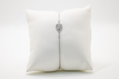 BRACCIALE RACCHETTA PADEL IN ORO BIANCO 18 KT E DIAMANTI BIANCHI TAGLIO BRILLANTE