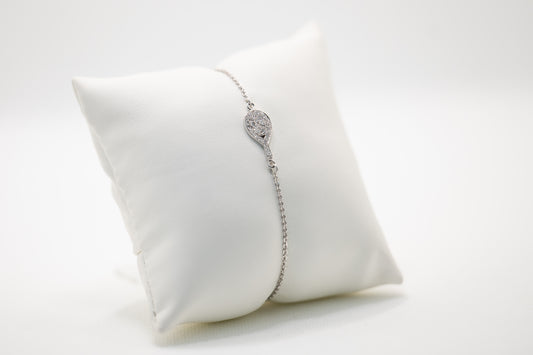 BRACCALE RACCHETTA PADEL IN ORO BIANCO 18 KT E DIAMANTI BIANCHI TAGLIO BRILLANTE CON CATENA IN ORO BIANCO 18 KT