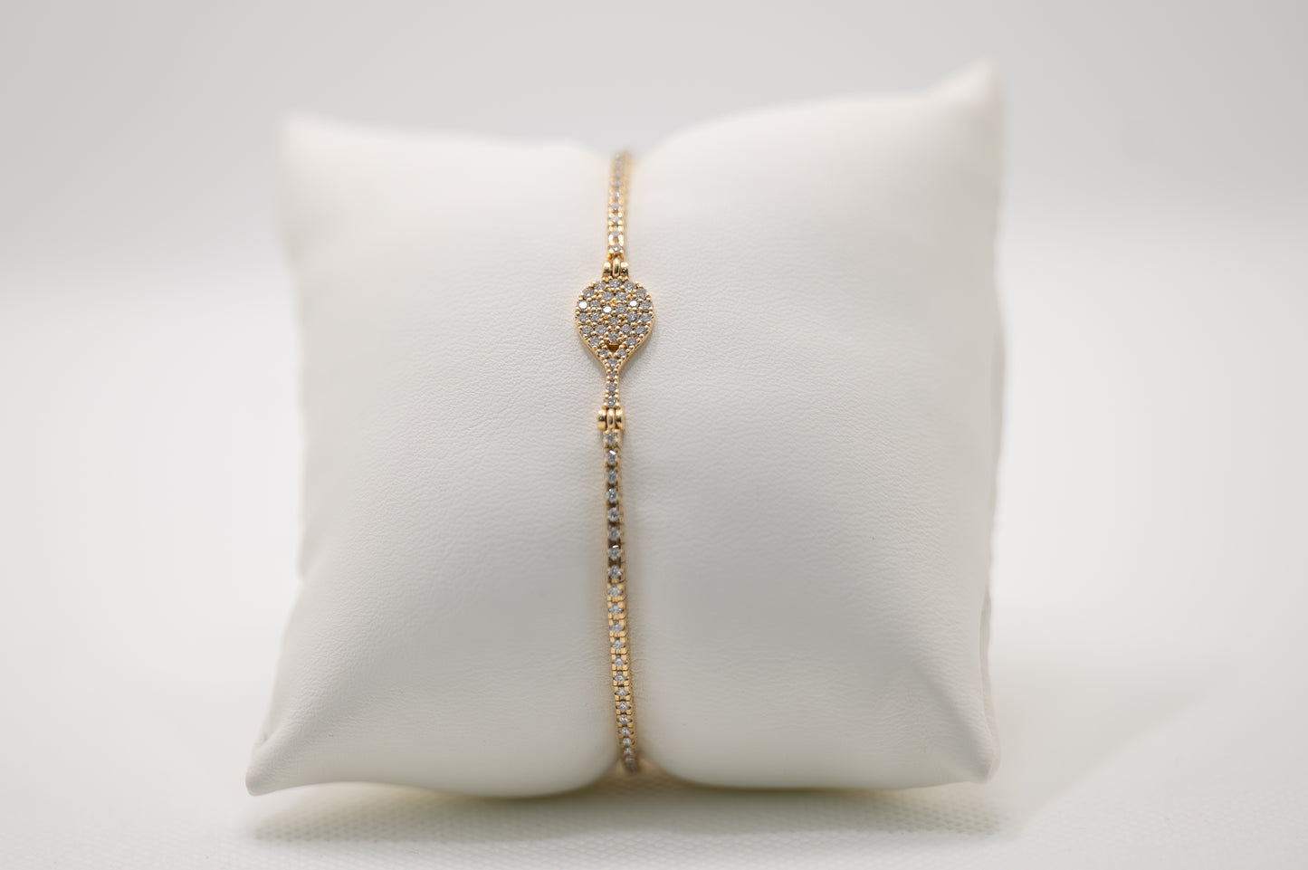 BRACCIALE RACCHETTA PADEL MODELLO TENNIS IN ORO GIALLO 18 KT E DIAMANTI TAGLIO BRILLANTE
