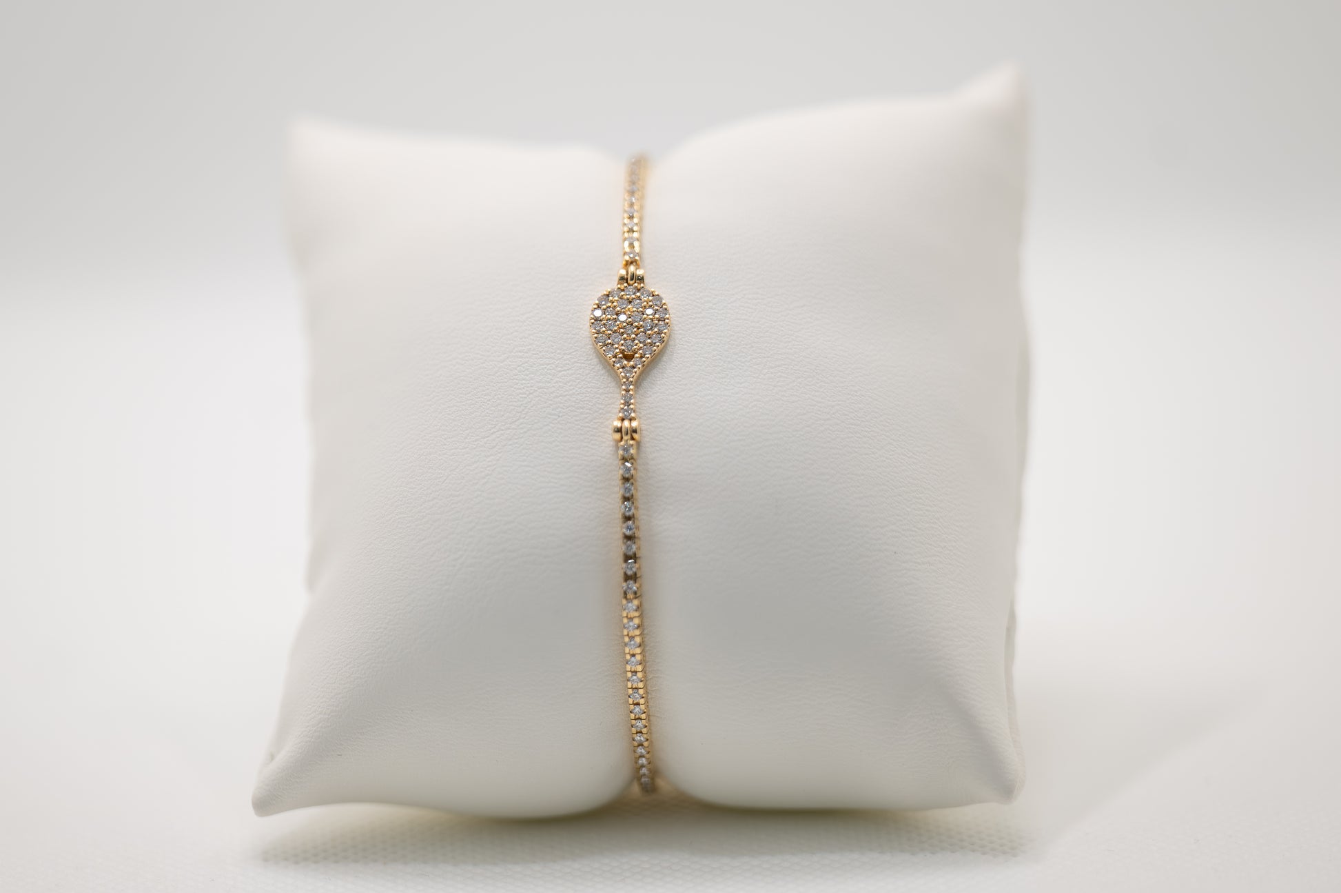 BRACCIALE RACCHETTA PADEL MODELLO TENNIS IN ORO GIALLO 18 KT E DIAMANTI TAGLIO BRILLANTE