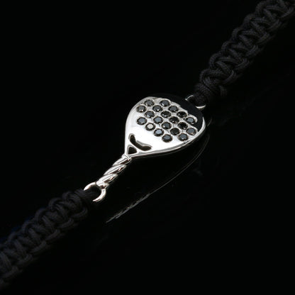 BRACCIALE PADEL IN ORO BIANCO 18KT E DIAMANTI NERI MODELLO GOCCIA