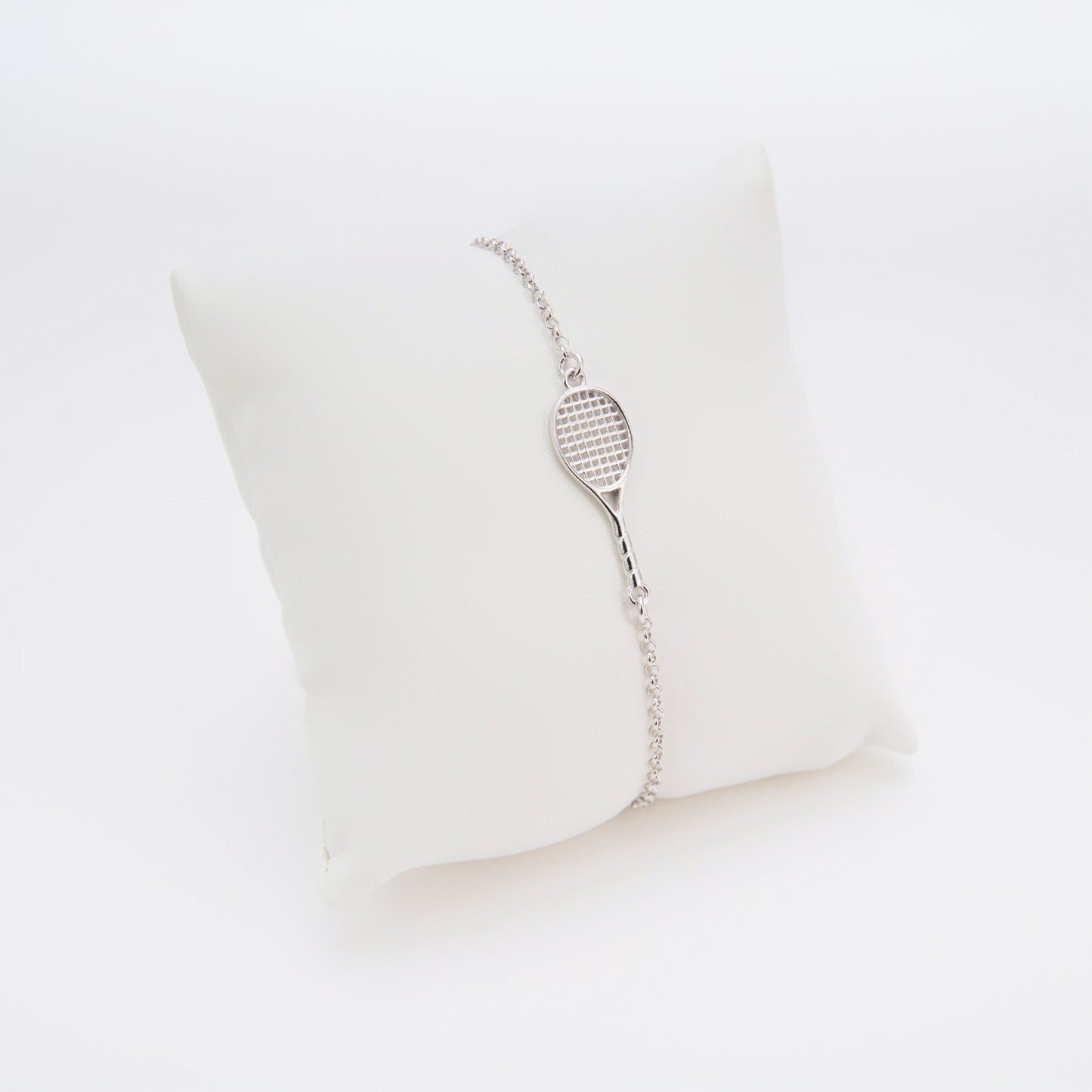 bracciale racchetta tennis in argento 925 con catenella regolabile