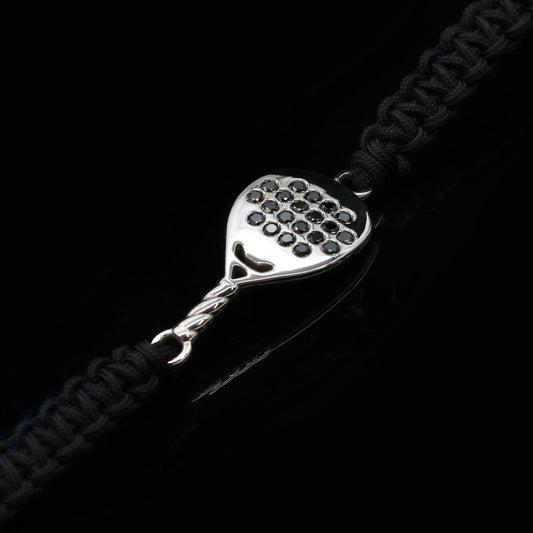 BRACCIALE PADEL IN ORO BIANCO 18KT E DIAMANTI NERI MODELLO GOCCIA