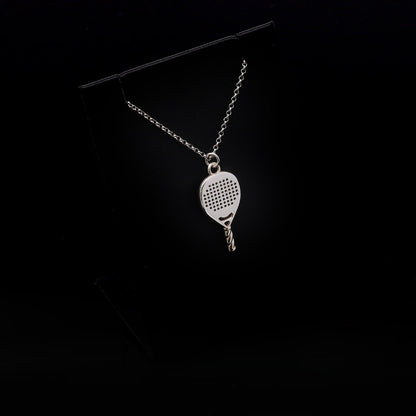 CIONDOLO PADEL RACCHETTA GOCCIA IN ARGENTO 925 E CATENINA REGOLABILE