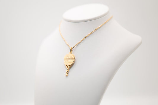 Ciondolo racchetta padel in oro giallo 18 carati con catenina